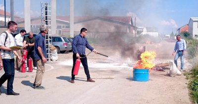 Exercise in use of firefighting equipment