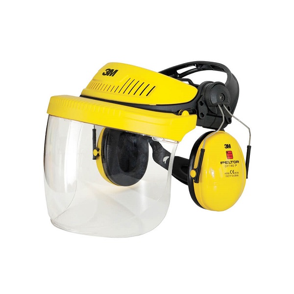 3M INDUSTRIAL HEADGEAR SET WITH EARMUFFS AND POLYCARBONATE VISOR