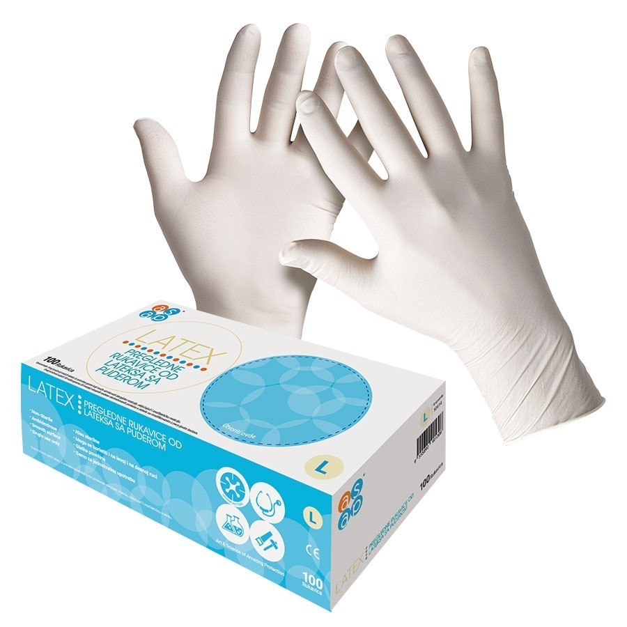 Disposable gloves ASAP Latex, with powder