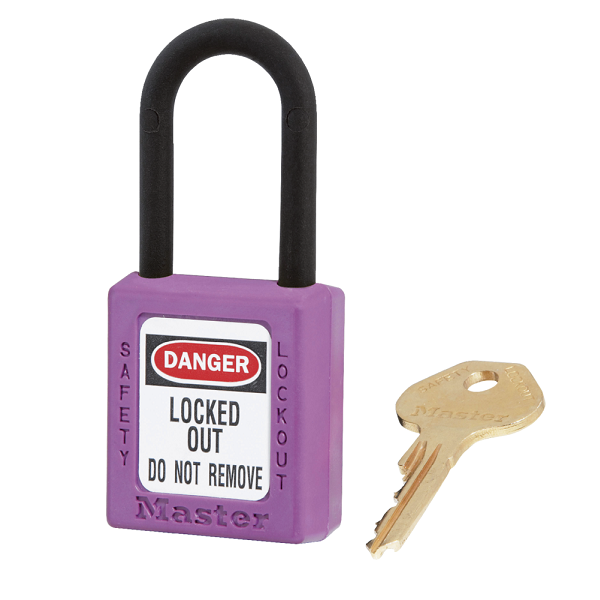 Purple dielectric Zenex™ thermoplastic safety padlock 406PRP