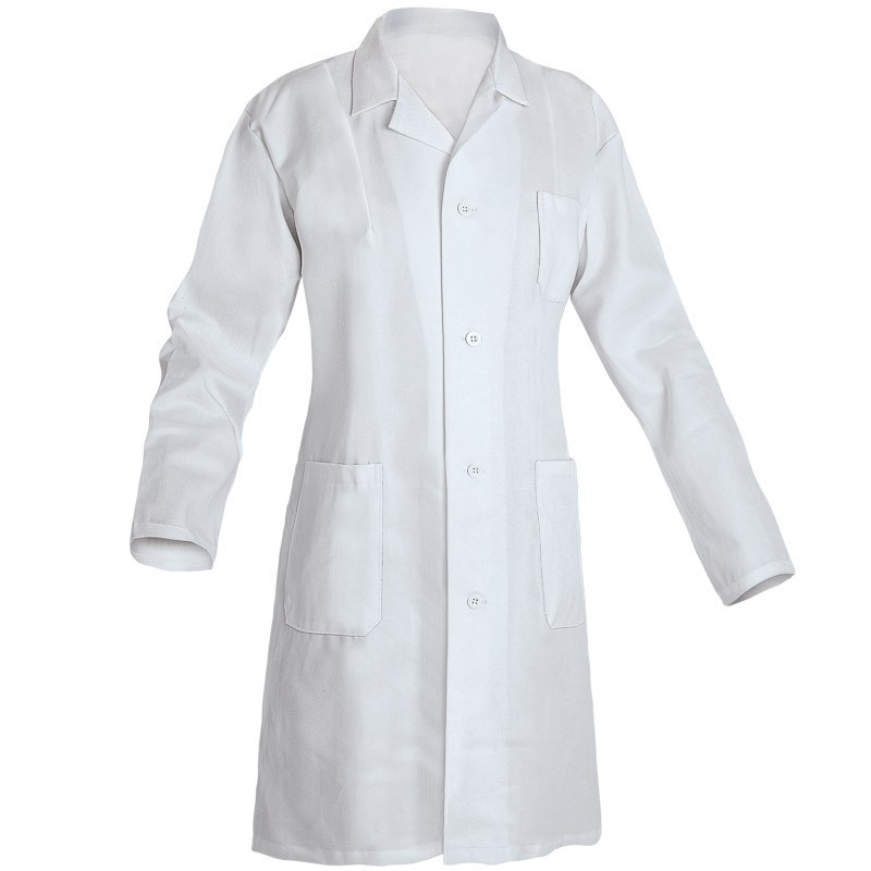 Women's coat, white, 100% cotton, 200 g/m2