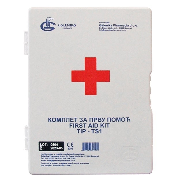 FIRST AID CABINET TYPE TS1 PLASTIC, FILLED