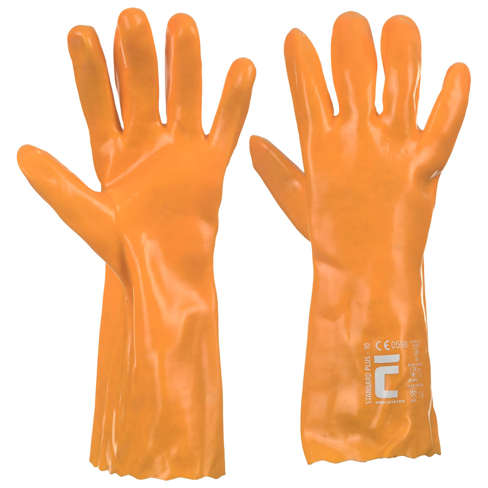 Standard plus - chemical PVC gloves, thickness 1.40 mm, length 33 cm, cat. III, type B