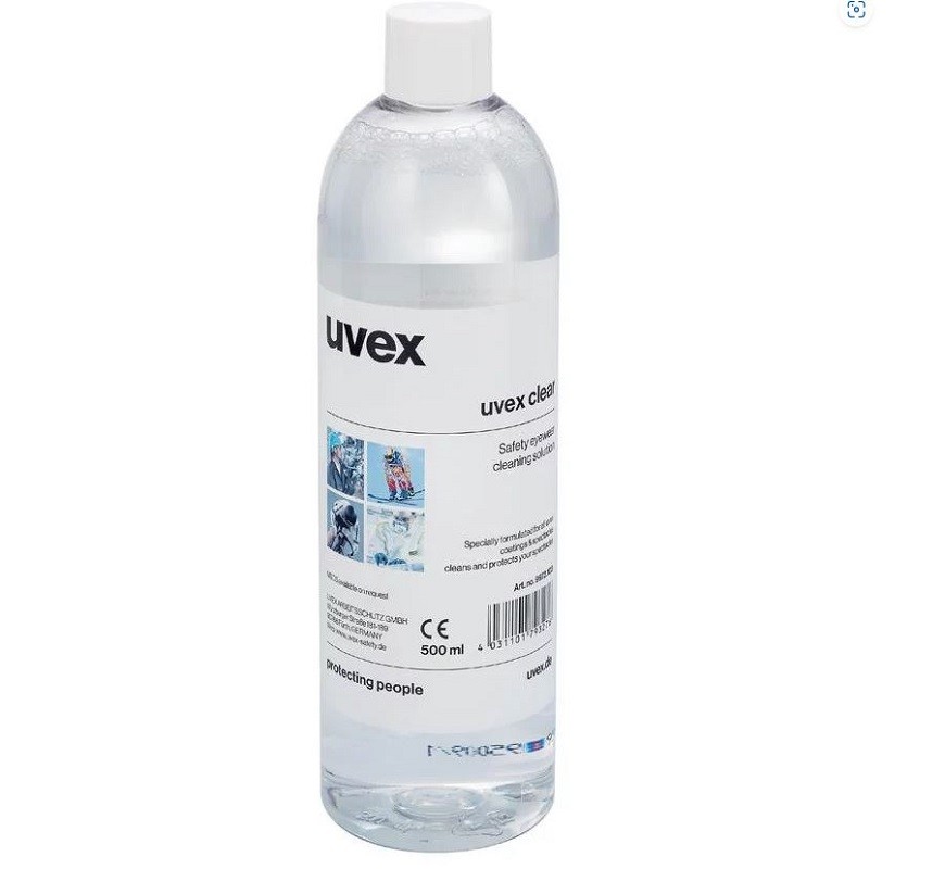 Liquid for cleaning glasses 0.5l - round bottle UVEX 9972103, compatible with station 9970005